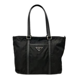 Prada Triangle Logo Tessuto Tote Shoulder Bag Black